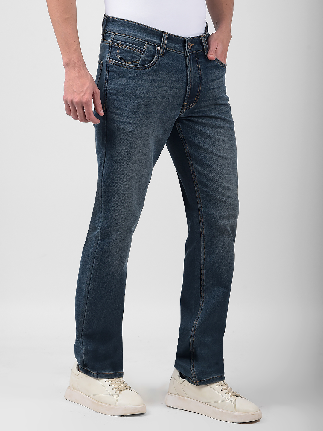 Numero Uno Men Solid Dark Blue Jeans